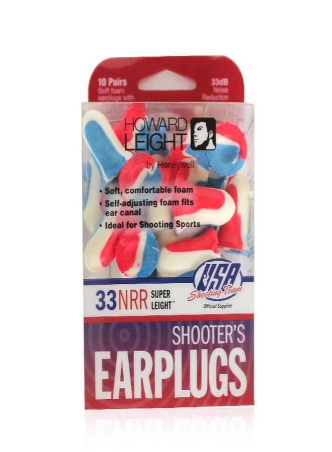 Howard Leight by Honeywell Super Leight USA Disposable Foam Shooting Earplugs, 10-Pairs (R-01891),Red/White/Blue - Image 3